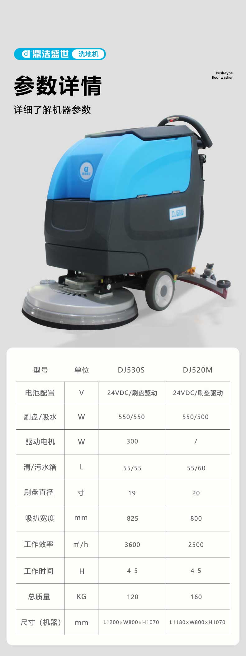 鼎潔盛世全自動(dòng)手推式洗地機(jī)DJ530S35